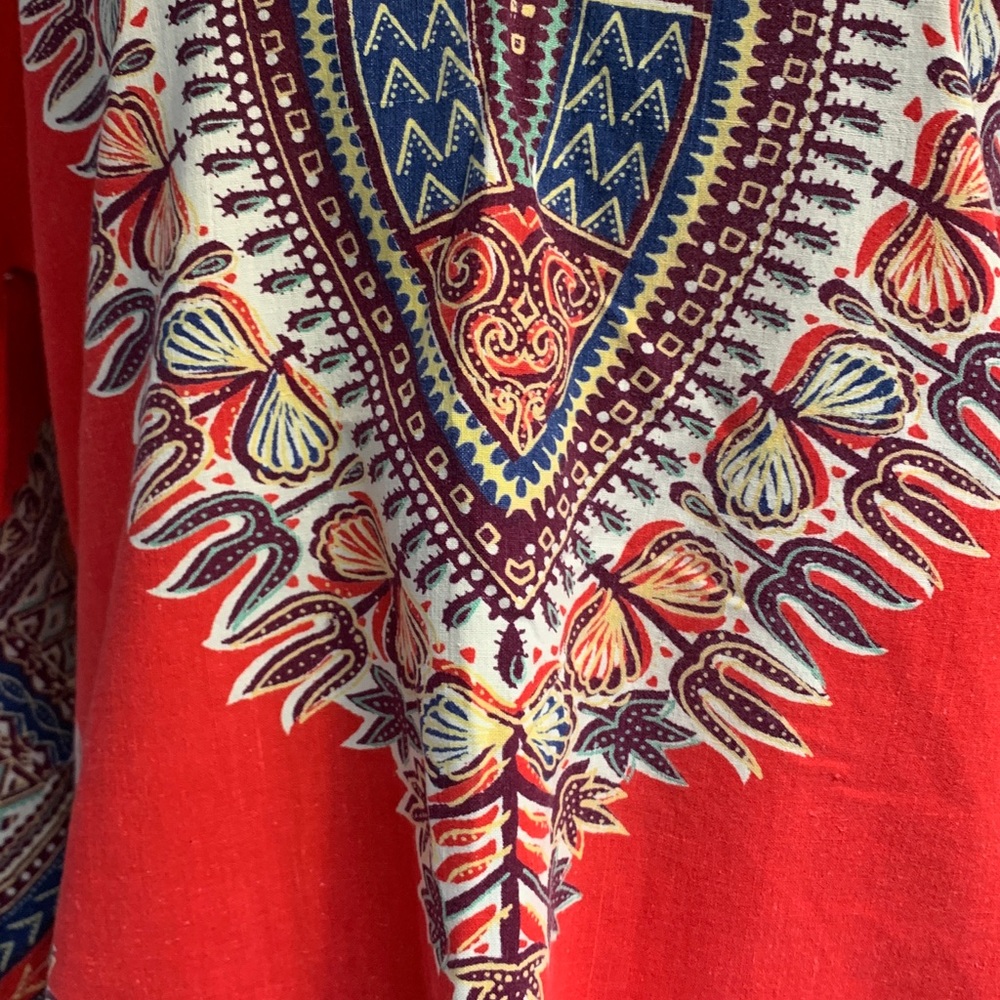 Red Boho Pattern Pullover Shirt - Picture 5 of 6